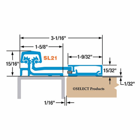 SELECT SL21-85-CL-SD 85 Sd Full Surface Hinge Clear