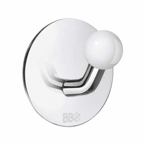 Smedbo BK1085 Design Single Hook Stainless Polished/White Knob