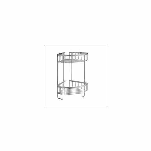 Smedbo DS2031 Sideline Design Double Basket Brushed Chrome Depth=8 inch, Width= 8 inch, Height= 15.75 inch.
