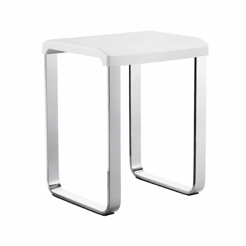 Smedbo FK406 Outline Bathroom Stool Square White Seat Depth=15 inch, Width= 15 inch, Height= 19 inch.