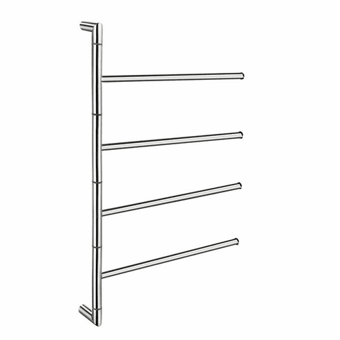 Smedbo FK634 Wall Mounted 4 Swivel Arm Towel Bar Polished Chrome Depth=1 inch, Width= 16.75 inch, Height= 25.25 inch.