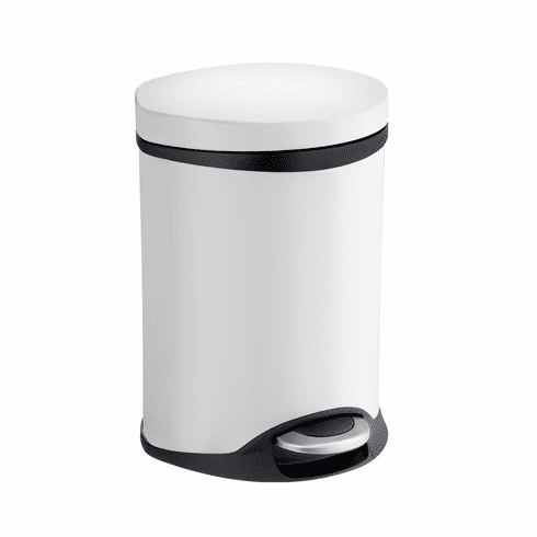 Smedbo FK662 Step Trash Bin - Stainless Steel/White - 1 1/2 Gallon Depth=9 inch, Width= 9.5 inch, Height= 12.5 inch.