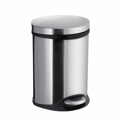 Smedbo FK663 Step Trash Bin - Brushed Stainless Steel - 1 1/2 Gallon Depth=9 inch, Width= 9.5 inch, Height= 12.5 inch.