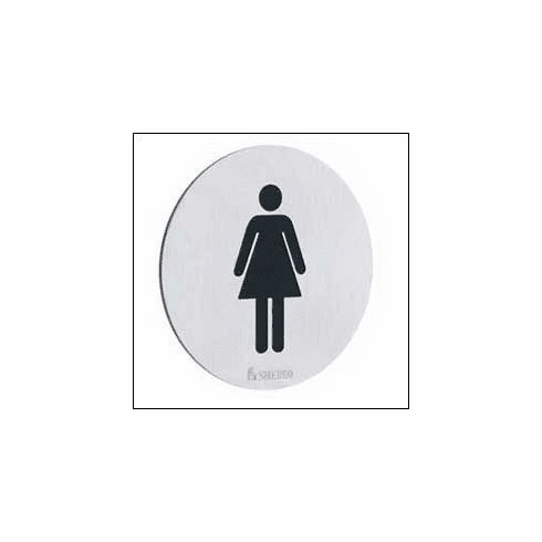 Smedbo FS956 Xtra Restroom Sign Lady Ssb Depth=0.25 inch, Width= 3 inch, Height= 3 inch.
