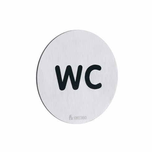 Smedbo FS958 Wc Water Closet Sign Depth=0.25 inch, Width= 3 inch, Height= 3 inch.