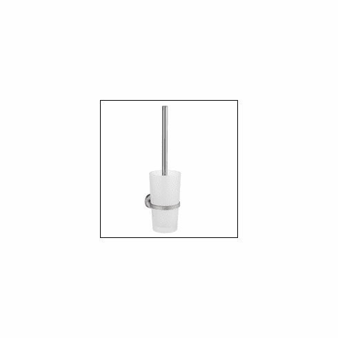 Smedbo HS333 Home Wall Mount Toilet Brush/Glass Brushed Chrome Depth=2.25 inch, Width= 5 inch, Height= 28 inch.