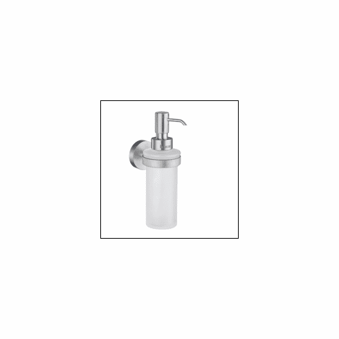 Smedbo HS369 Home Holder W Soap Dispenser Brushed Chrome Depth=2.25 inch, Width= 3.25 inch, Height= 8.5 inch.