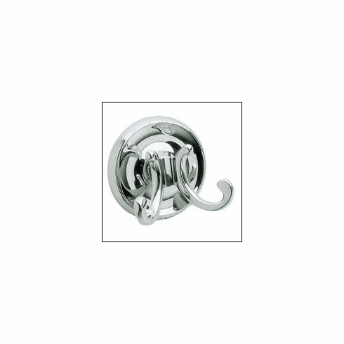 Smedbo K256 Villa Double Towel Hook, Polished Chrome Depth=2.5 inch, Width= 3 inch, Height= 4.75 inch.