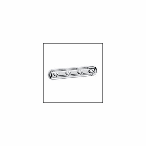 Smedbo K259 Villa Quadruple Hook, Polished Chrome Depth=2.25 inch, Width= 2.25 inch, Height= 11.25 inch.