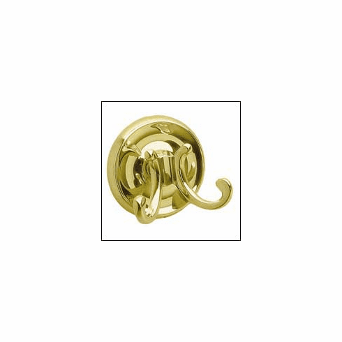 Smedbo V256 Villa Double Towel Hook, Polished Brass Depth=2.5 inch, Width= 3 inch, Height= 4.75 inch.