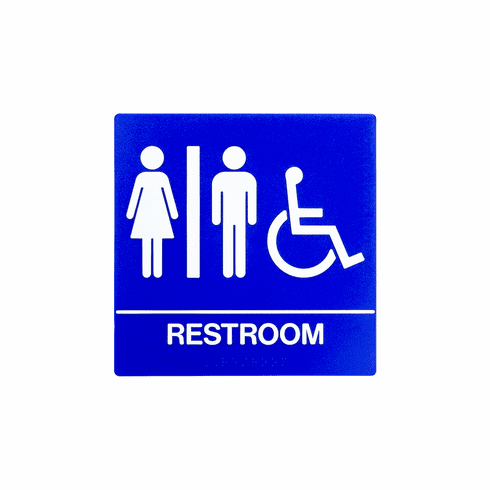 SPECIALIZED SB444-BLUE 8X8 Unisex Wall Sign W/Hc Sym Braille