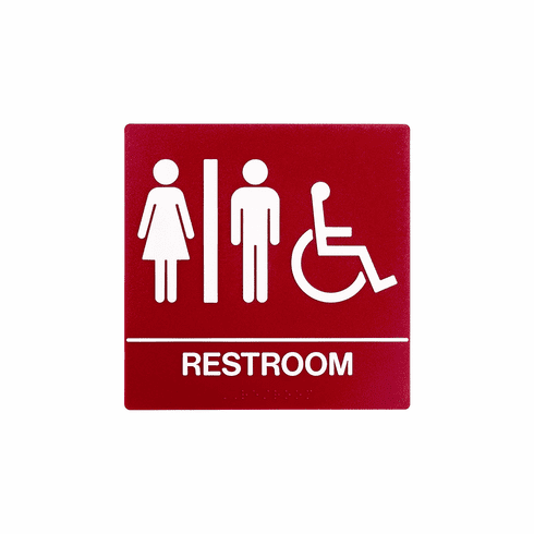 SPECIALIZED SB444-RED 8X8 Unisex Wall Sign W/Hc Sym Braille