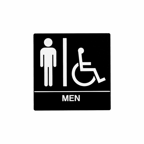 SPECIALIZED SB445-BLACK 8X8 Men Wall Sign W /Hc Sym Braille