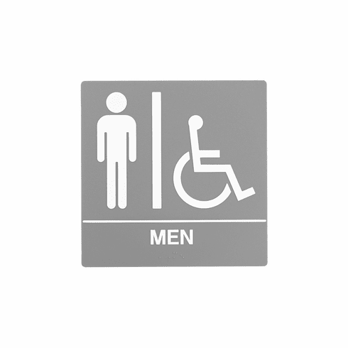 SPECIALIZED SB445-GRAY 8X8 Men Wall Sign W /Hc Sym Braille