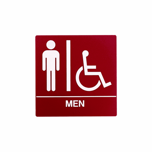 SPECIALIZED SB445-RED 8X8 Men Wall Sign W /Hc Sym Braille