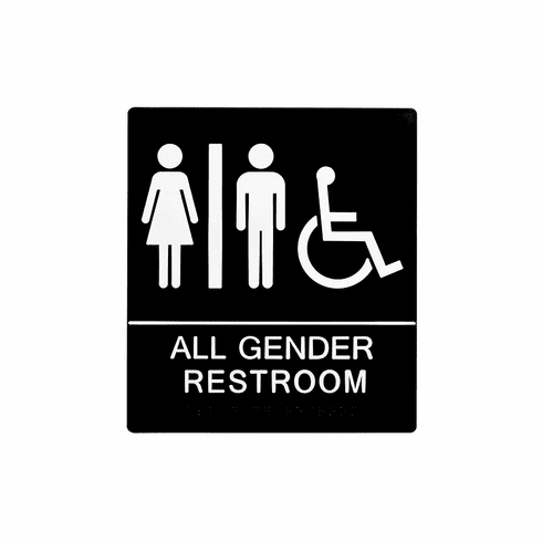SPECIALIZED SB454-BLACK 8"X9" All Gender Wall Sign W/Hc Braille
