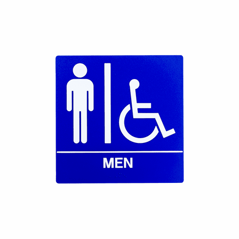SPECIALIZED SB454-BLUE 8"X9" All Gender Wall Sign W/Hc Braille