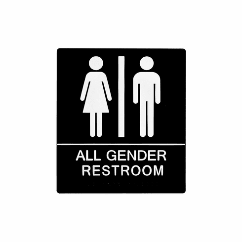 SPECIALIZED SB455-BLACK 8"X9" All Gender Wall Sign With Braille