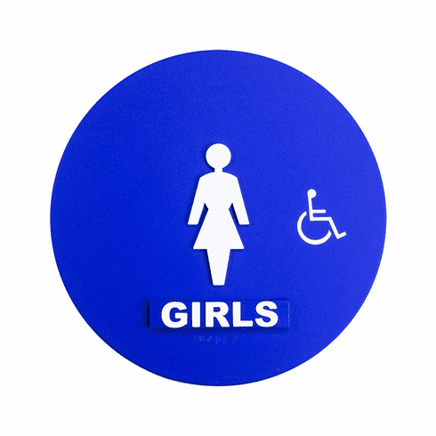 SPECIALIZED SBH12GIRLS-BLUE-2 12" Circle Girls Sign Raised Hc Sym