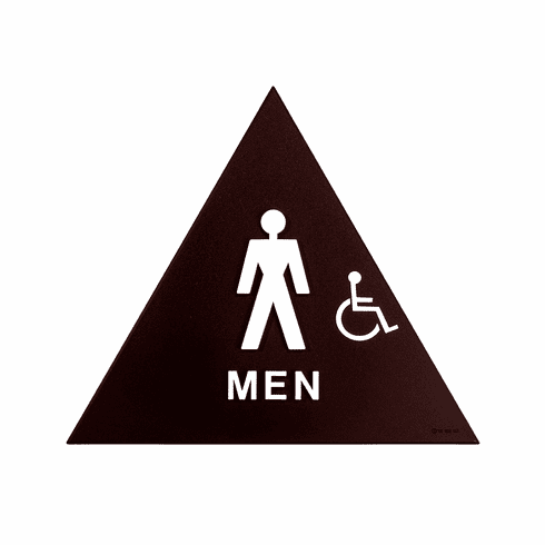 SPECIALIZED SBH12M-BROWN-1 12" Triangle Men Door Sign W/Hc Symbol