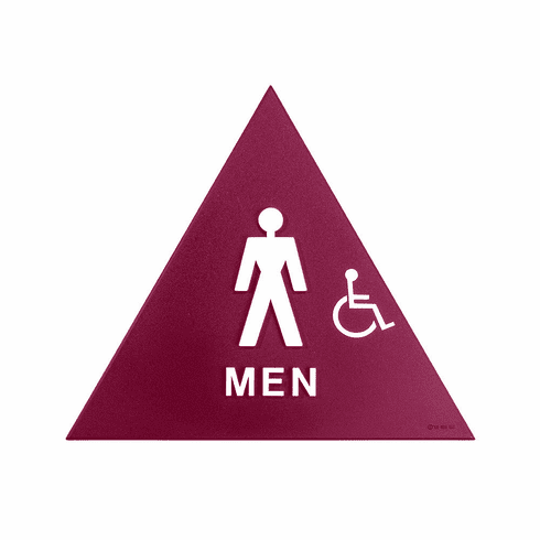 SPECIALIZED SBH12M-RED-1 12" Triangle Men Door Sign W/Hc Symbol