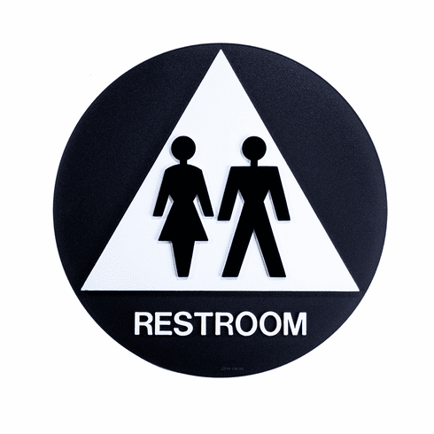 SPECIALIZED SBH12U-BLACK-WHITE 12" Circle/Triangle Unisex Door Sign