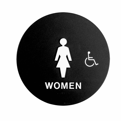 SPECIALIZED SBH12W-BLACK-2 12" Circle Women Door Sign Raised Hc Sym