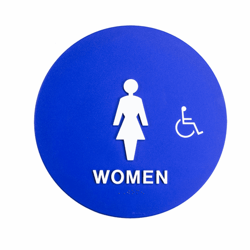 SPECIALIZED SBH12W-BLUE-2 12" Circle Women Door Sign Raised Hc Sym