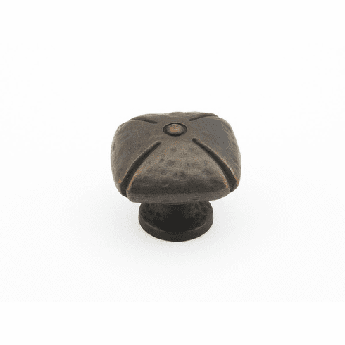 Schaub 251-ABZ Siena, Knob, Square, Ancient Bronze, 1-1/2" dia