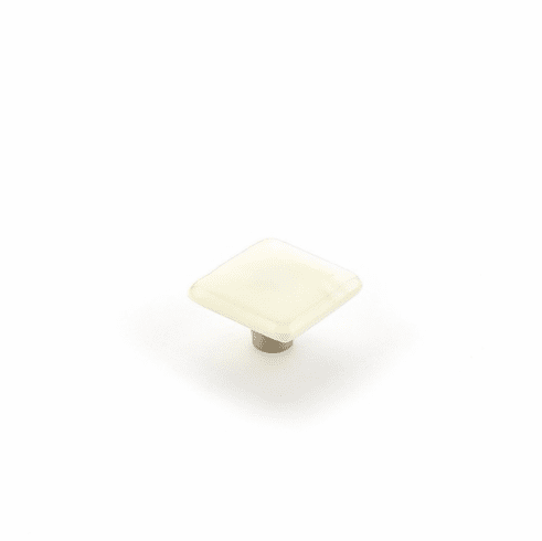 Schaub 34-IVS Ice, Knob, Glass, Square, Ivory Silk, 1-1/2" dia..