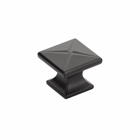 Schaub 215-MB Northport, Square Knob, Matte Black, 1-3/8" dia