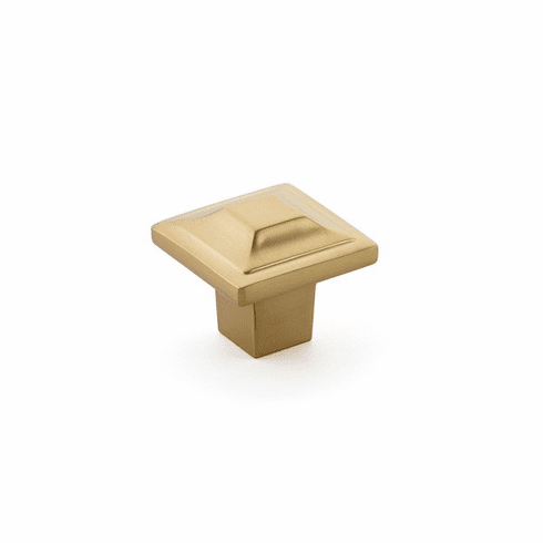 Schaub 530-SSB Menlo Park, Square Knob, Signature Satin Brass, 1-1/4"