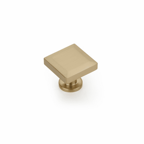 Schaub 551-SSB Heathrow, Square Knob, Signature Satin Brass, 1-1/4"