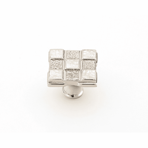 Schaub 671-W-PN Avalon Bay,Square Knob,9 sections,White Mother of Pearl inlaid on Solid Brass,Polished Nickel Finish