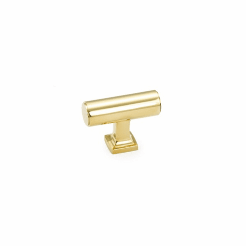 Schaub 473-UNBR Haniburton, T-Knob, Unlacquered Brass, 1-5/8"