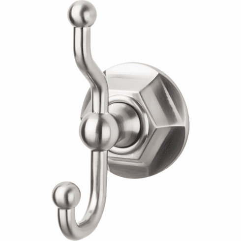 Top Knobs ED2BSNB Edwardian Bath Double Hook - Brushed Satin Nickel - Hex Backplate BSN