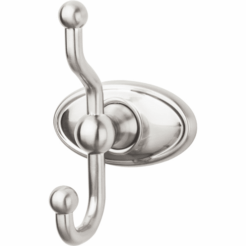 Top Knobs ED2BSNC Edwardian Bath Double Hook - Brushed Satin Nickel - Oval Backplate BSN