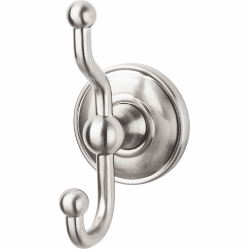 Top Knobs ED2BSND Edwardian Bath Double Hook - Brushed Satin Nickel - Plain Backplate BSN