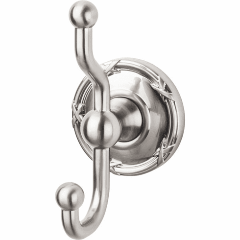 Top Knobs ED2BSNE Edwardian Bath Double Hook - Brushed Satin Nickel - Ribbon Backplate BSN