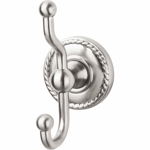 Top Knobs ED2BSNF Edwardian Bath Double Hook - Brushed Satin Nickel - Rope Backplate BSN