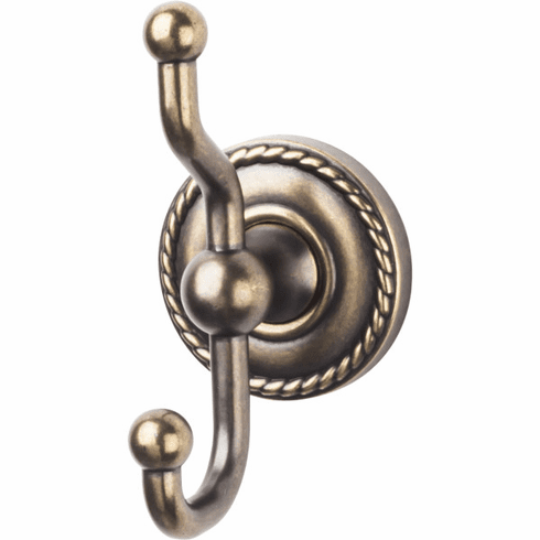 Top Knobs ED2GBZF Edwardian Bath Double Hook - German Bronze - Rope Backplate GBZ