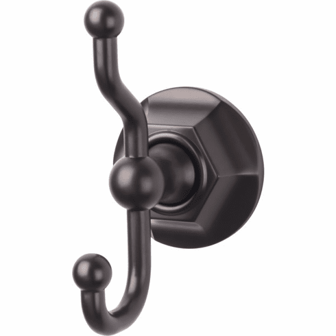 Top Knobs ED2ORBB Edwardian Bath Double Hook - Oil Rubbed Bronze - Hex Backplate ORB
