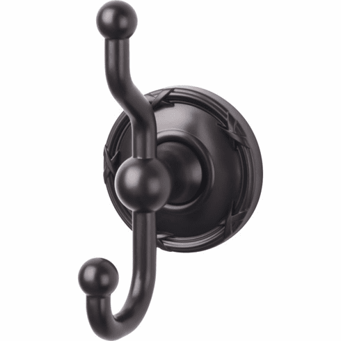 Top Knobs ED2ORBE Edwardian Bath Double Hook - Oil Rubbed Bronze - Ribbon Backplate ORB