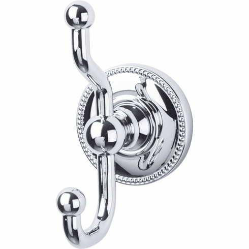 Top Knobs ED2PCA Edwardian Bath Double Hook - Polished Chrome - Beaded Backplate PC
