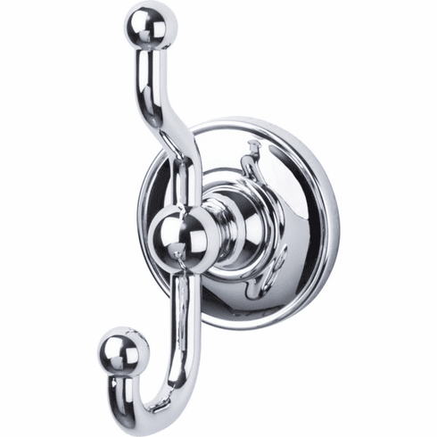 Top Knobs ED2PCD Edwardian Bath Double Hook - Polished Chrome - Plain Backplate PC