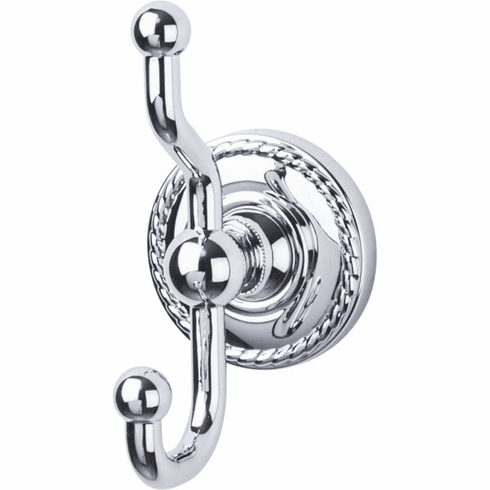 Top Knobs ED2PCF Edwardian Bath Double Hook - Polished Chrome - Rope Backplate PC