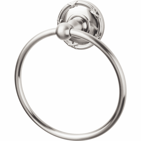 Top Knobs ED5BSNE Edwardian Bath Ring - Bushed Satin Nickel - Ribbon Backplate BSN