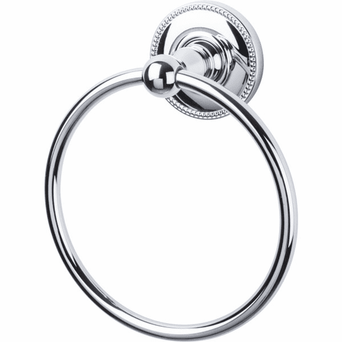 Top Knobs ED5PCA Edwardian Bath Ring - Polished Chrome - Beaded Backplate PC