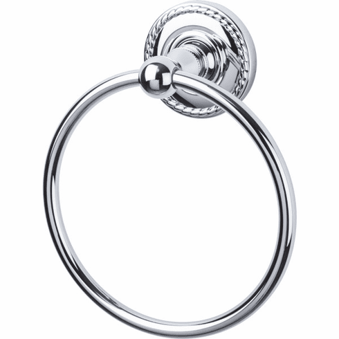 Top Knobs ED5PCF Edwardian Bath Ring - Polished Chrome - Rope Backplate PC