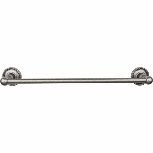 Top Knobs ED6APE Edwardian Bath 18" Single Towel Bar - Antique Pewter - Ribbon Backplate AP